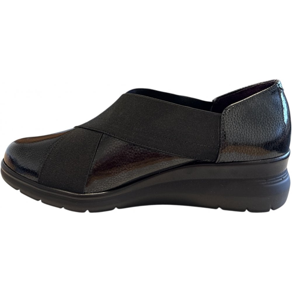 Pitillos  10.733 Black Patent Slip On Wedge Shoes