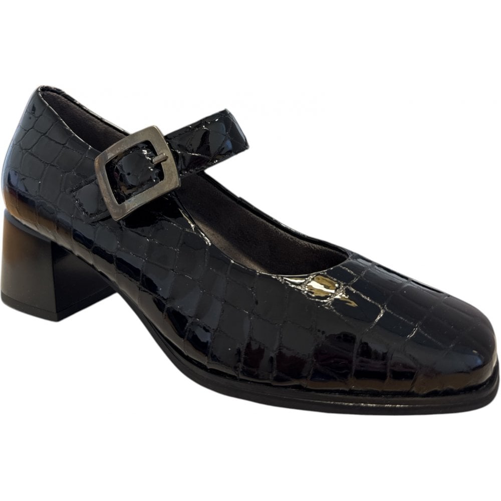 Pitillos 10.821 Black Patent Croc Print court Shoes