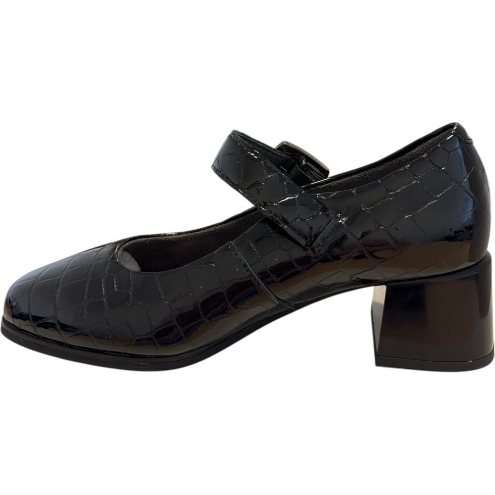 Pitillos 10.821 Black Patent Croc Print court Shoes