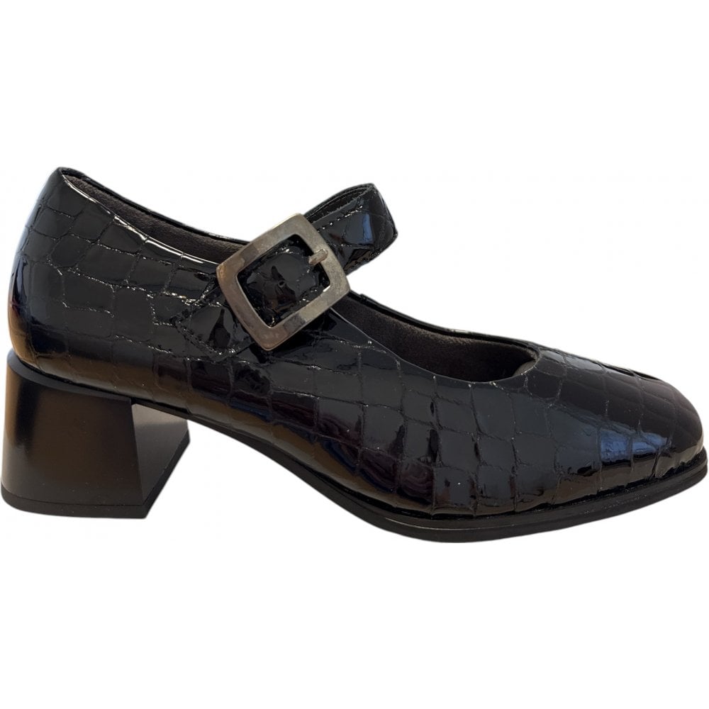Pitillos 10.821 Black Patent Croc Print court Shoes