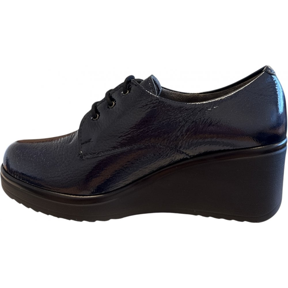 Pitillos  20.231 Navy Patent Lace-Up Wedge Shoes