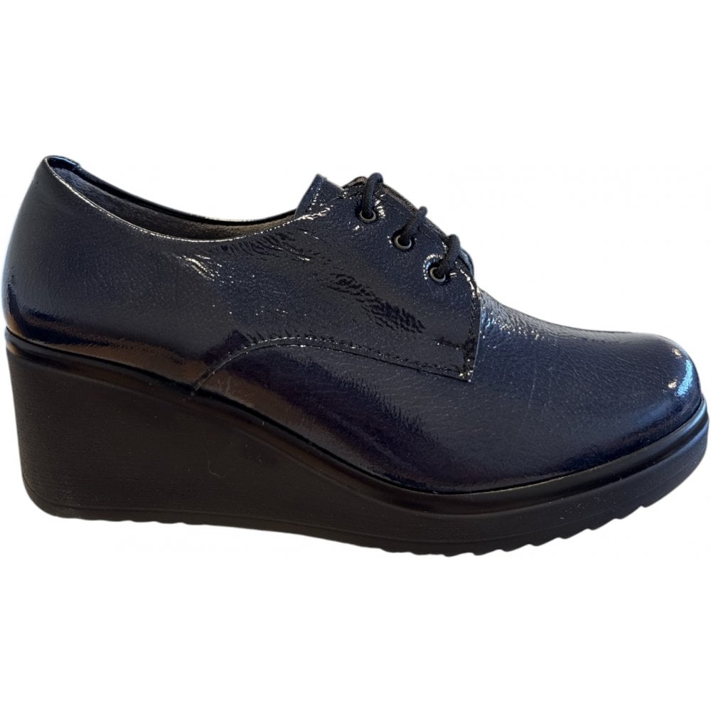 Pitillos  20.231 Navy Patent Lace-Up Wedge Shoes