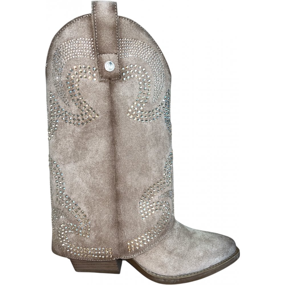 Xti 144467 Beige Foldover Cowboy Boots