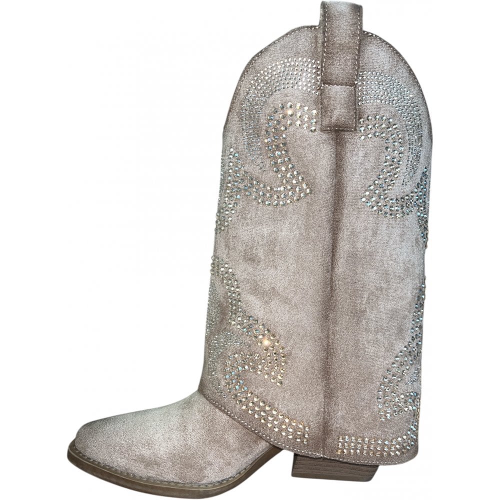 Xti 144467 Beige Foldover Cowboy Boots