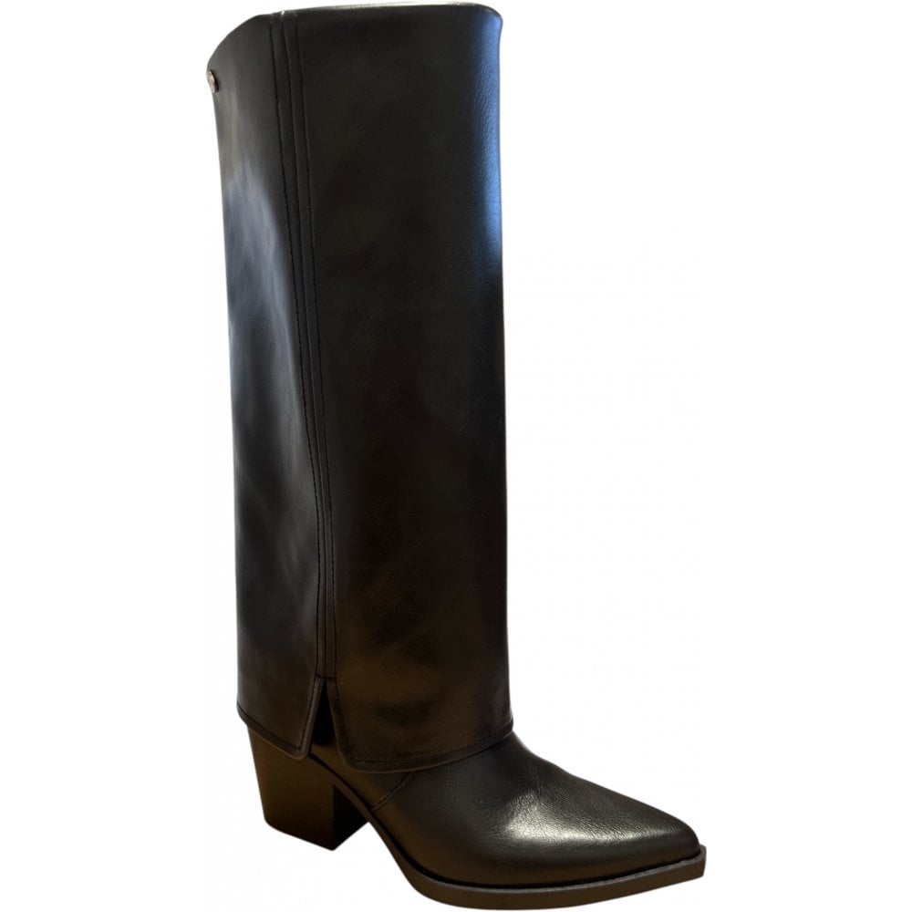 Xti Black Fold Over Knee High Boots