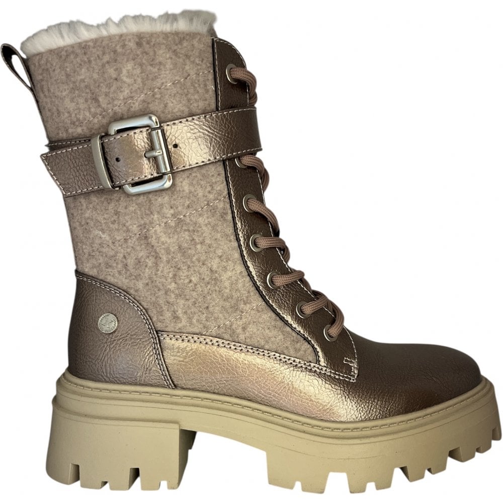 Xti 144669 Nude Patent Biker Boots