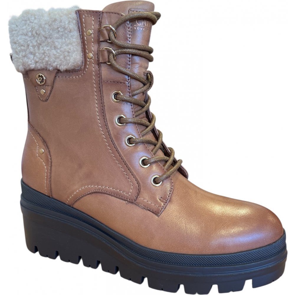 Carmela 162713 Tan Leather Wedge Boots