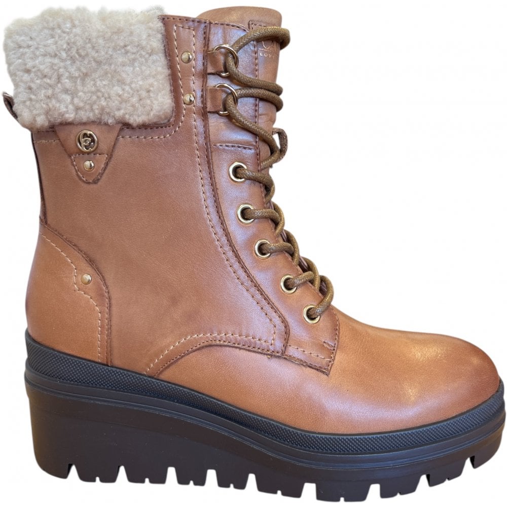 Carmela 162713 Tan Leather Wedge Boots