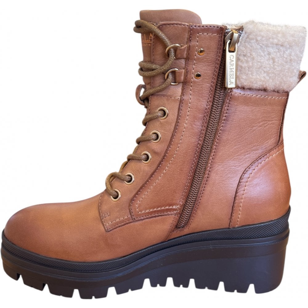 Carmela 162713 Tan Leather Wedge Boots