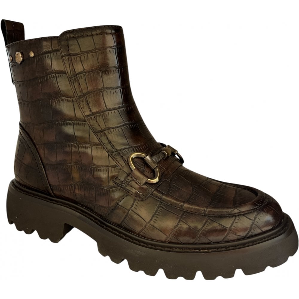 Carmela 162548 Brown faux Leather Croc Print Boots
