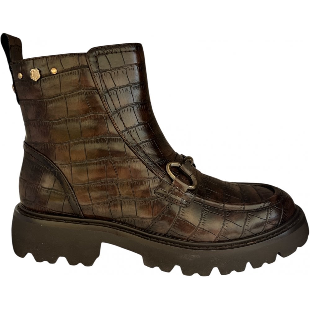 Carmela 162548 Brown faux Leather Croc Print Boots