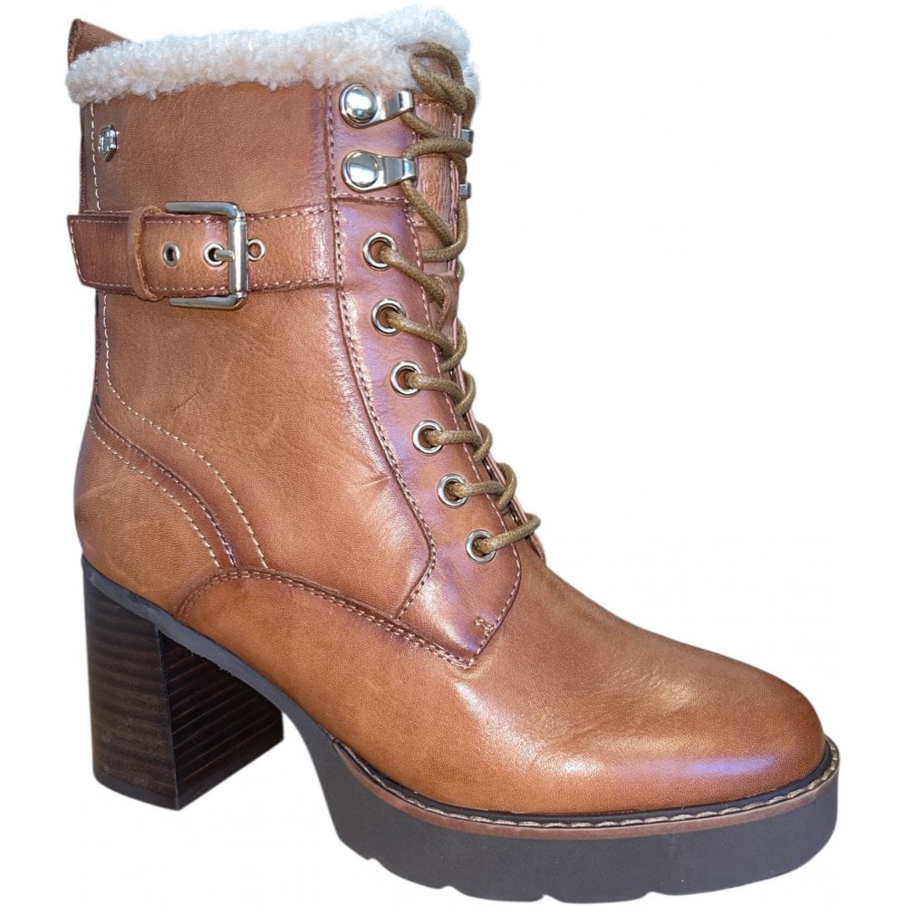 Carmela 162687 Tan Leather Heeled Ankle Boots