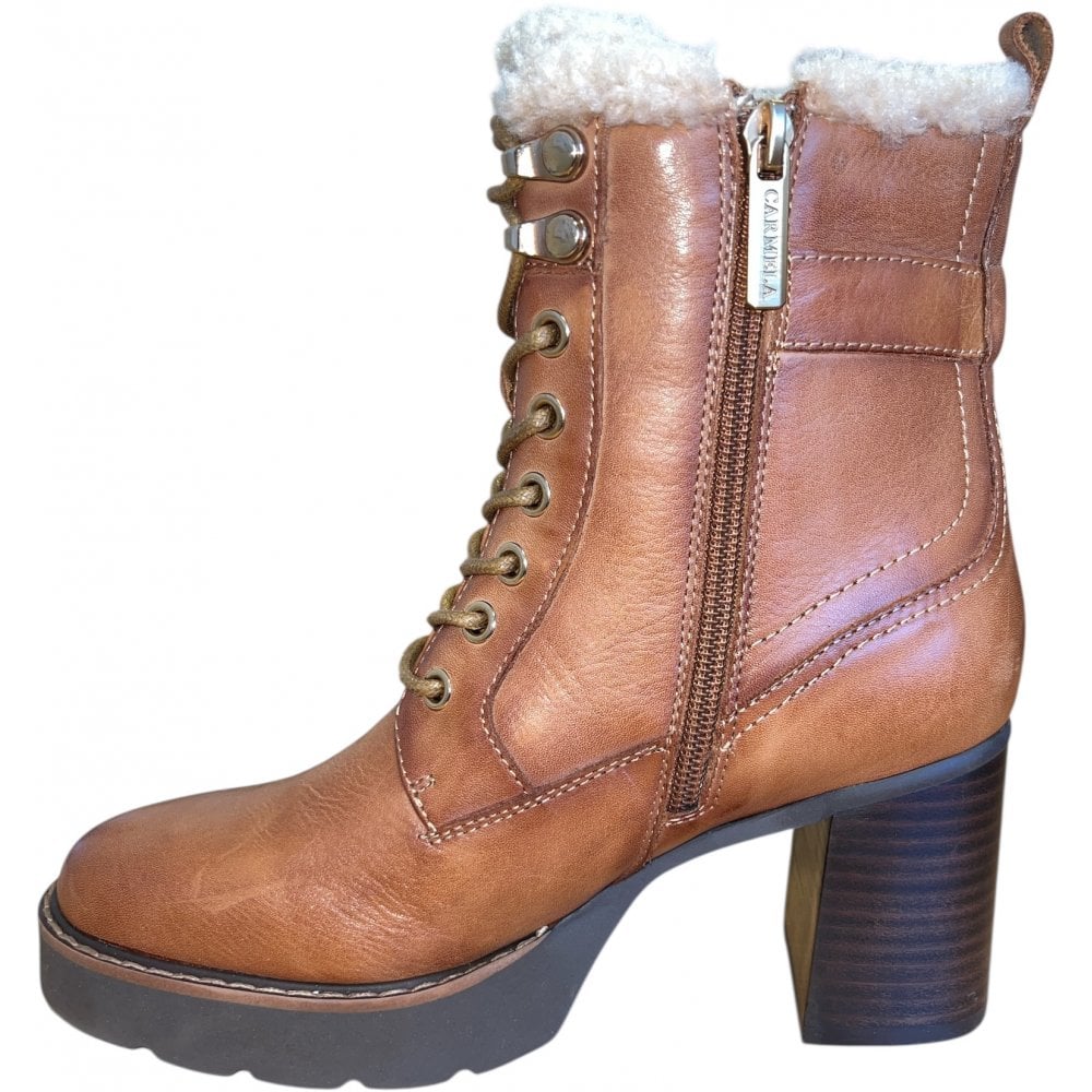 Carmela 162687 Tan Leather Heeled Ankle Boots