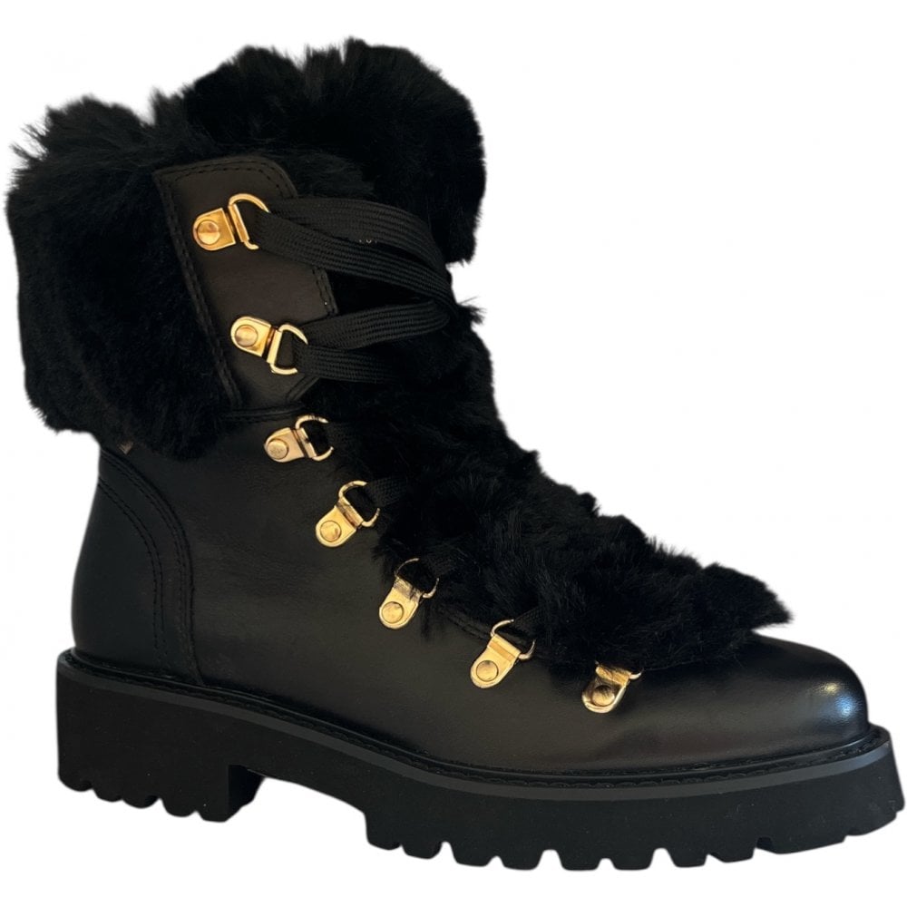 Carmela 162668 Black Leather Lace-Up Boots