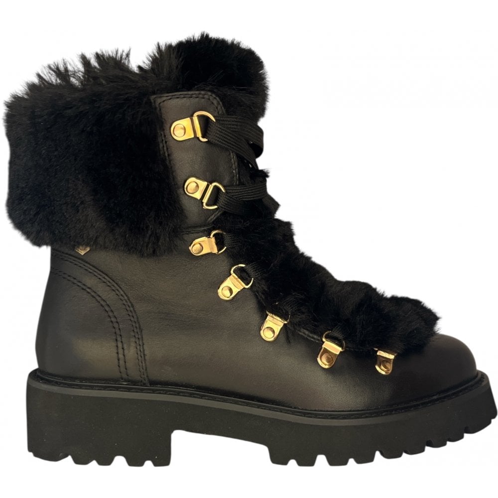 Carmela 162668 Black Leather Lace-Up Boots