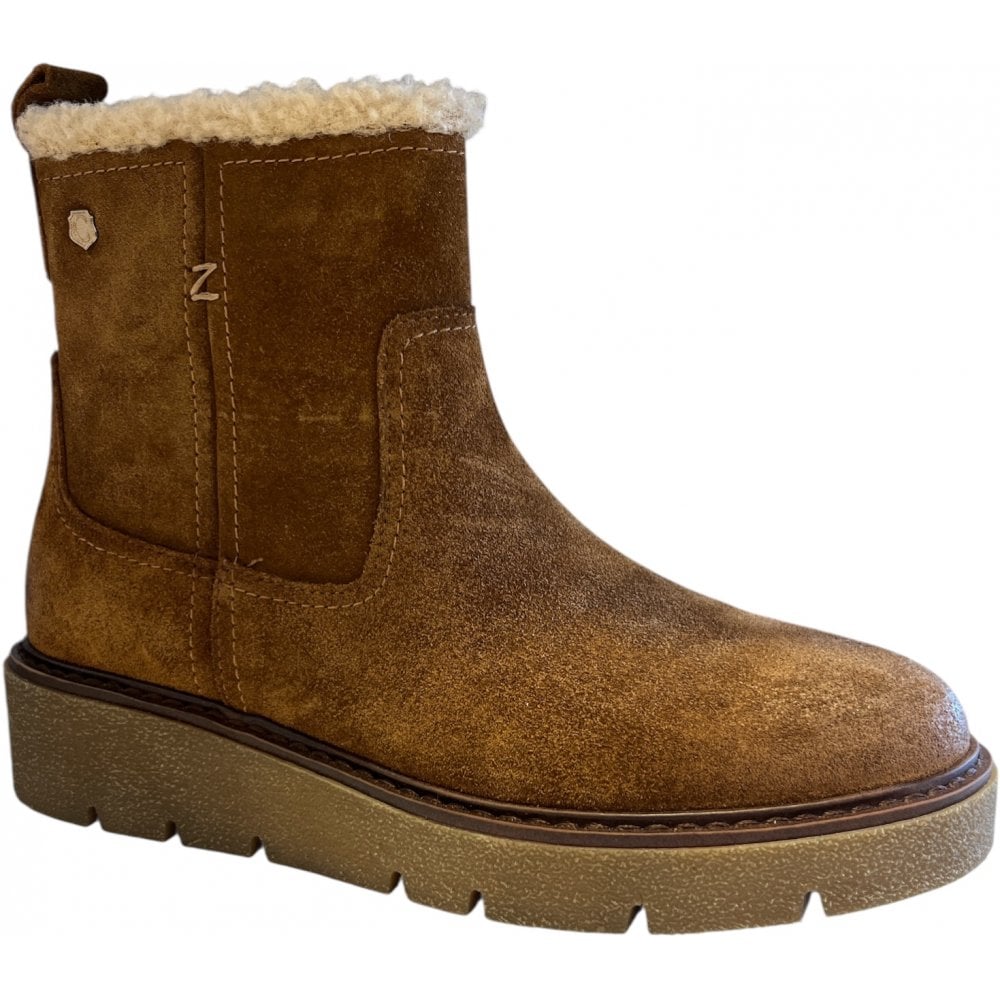 Carmela 162684 Tan Suede Wedge Ankle Boots