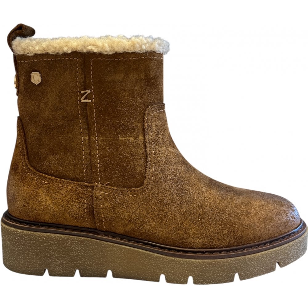 Carmela 162684 Tan Suede Wedge Ankle Boots