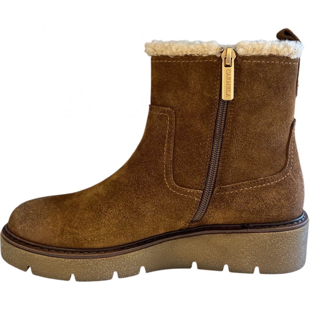 Carmela 162684 Tan Suede Wedge Ankle Boots