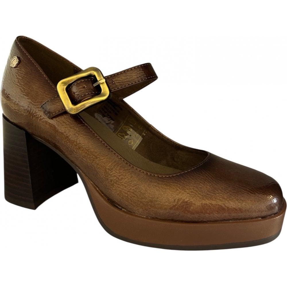Carmela 162535 Brown Patent Mary Jane Heeled Shoes