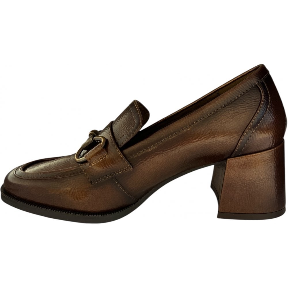 Carmela 162536 Brown Patent Heeled Loafers