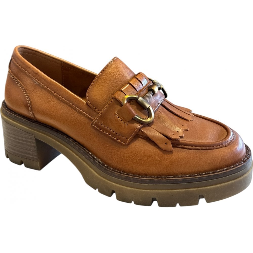 Carmela 162571 Tan Leather Heeled Chunky Loafers