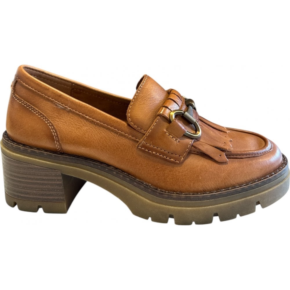 Carmela 162571 Tan Leather Heeled Chunky Loafers