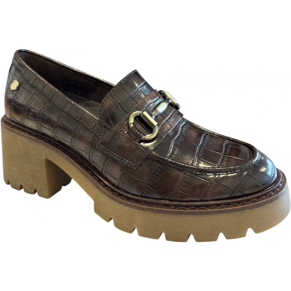Carmela 162566 Brown Croc Print Chunky Loafers