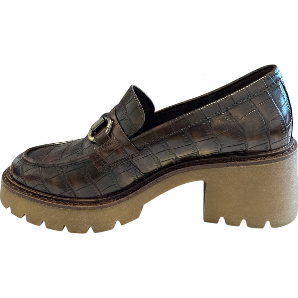 Carmela 162566 Brown Croc Print Chunky Loafers