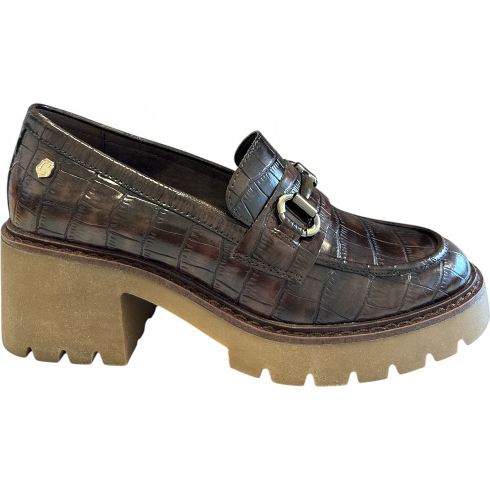 Carmela 162566 Brown Croc Print Chunky Loafers