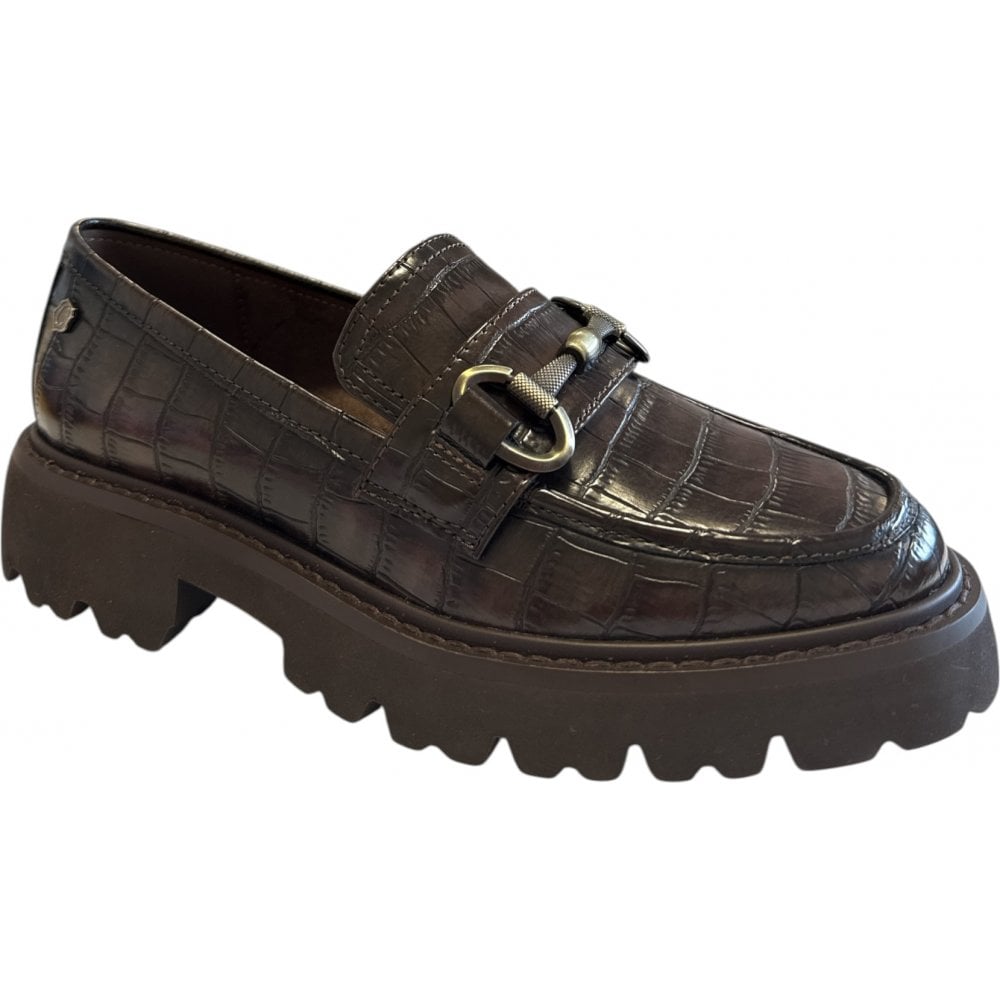 Carmela 162547 Brown Croc Print Chunky Loafers