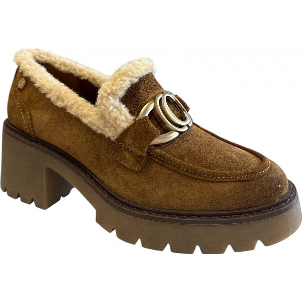 Carmela 162658 Tan Suede Heeled Loafers