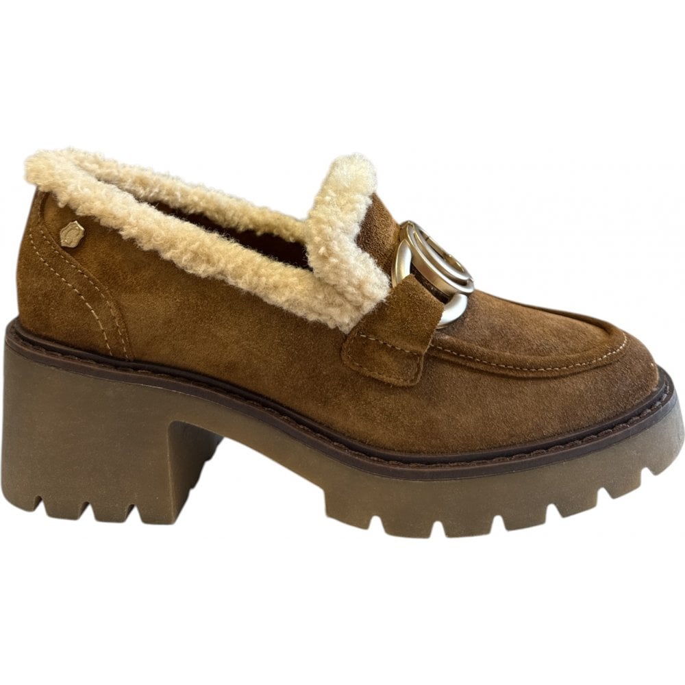 Carmela 162658 Tan Suede Heeled Loafers