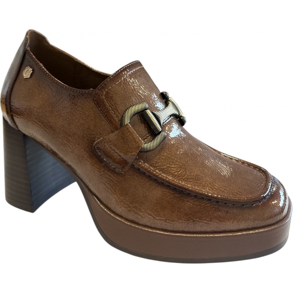 Carmela 162534 Taupe Patent Heeled Loafers