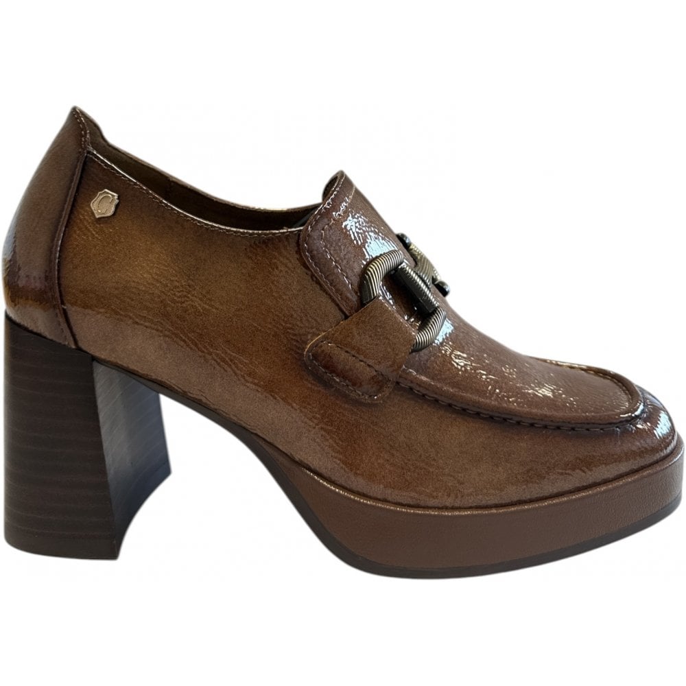 Carmela 162534 Taupe Patent Heeled Loafers