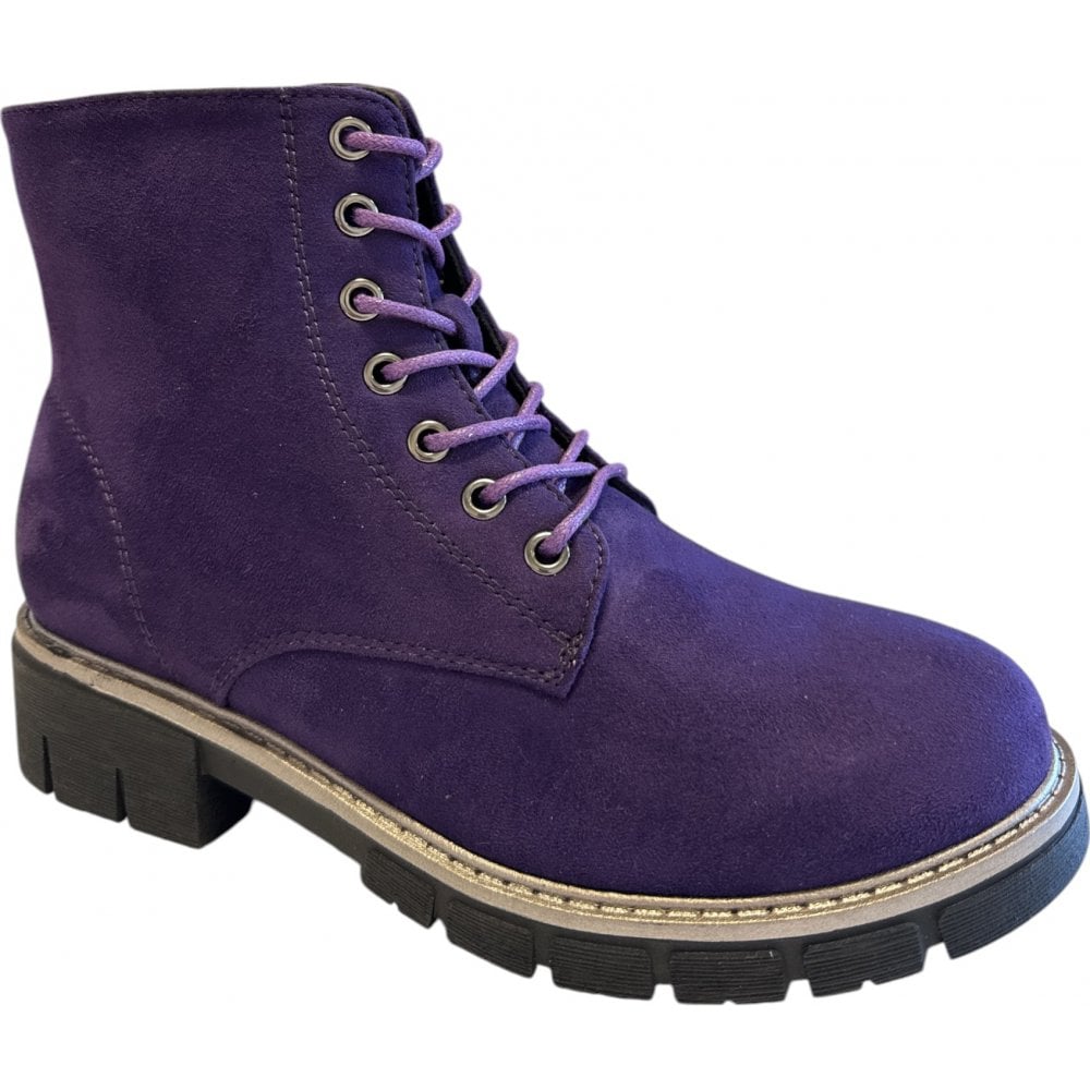 Lotus Lora Purple Lace-Up Ankle Boots