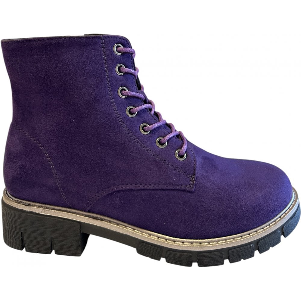 Lotus Lora Purple Lace-Up Ankle Boots