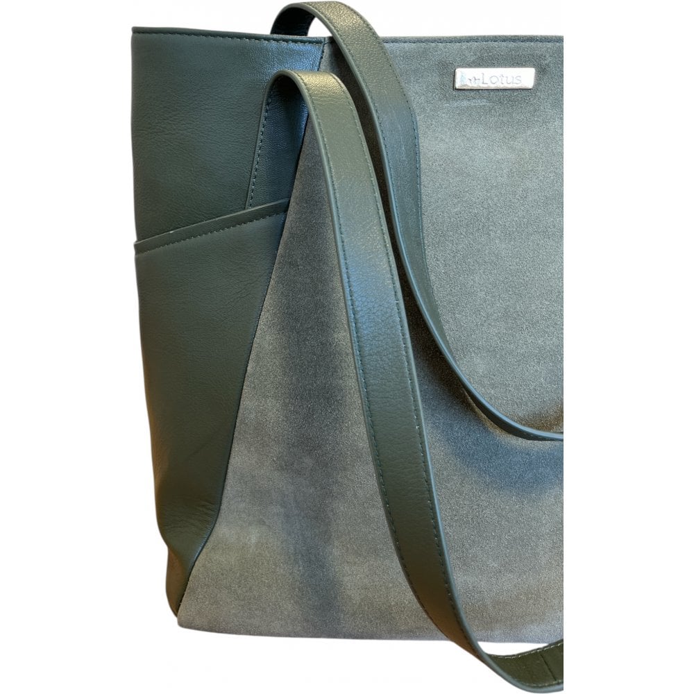 Lotus Amelie Green and Leather Suede Handbag