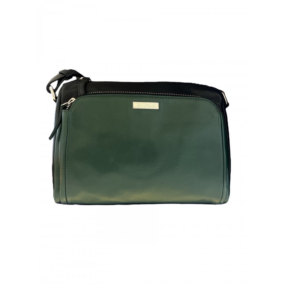 Lotus Ida Black and Green Leather Handbag
