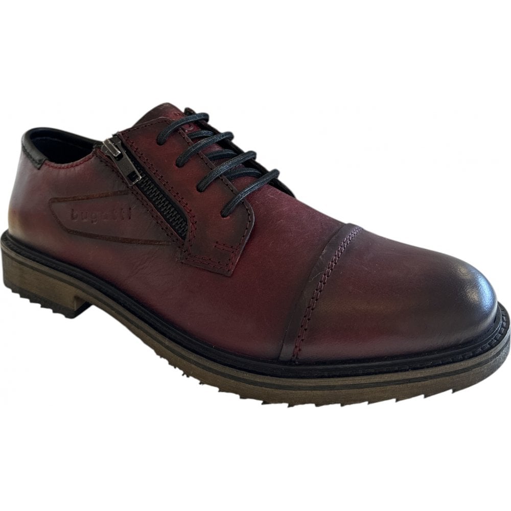 Bugatti Baldor Dark Red Leather Men's Lace-Up Shoes