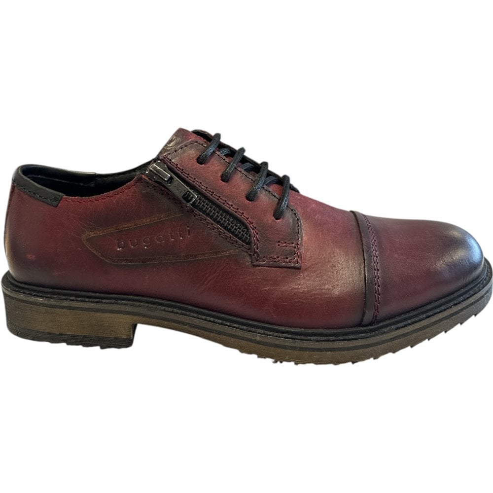 Bugatti Baldor Dark Red Leather Men's Lace-Up Shoes
