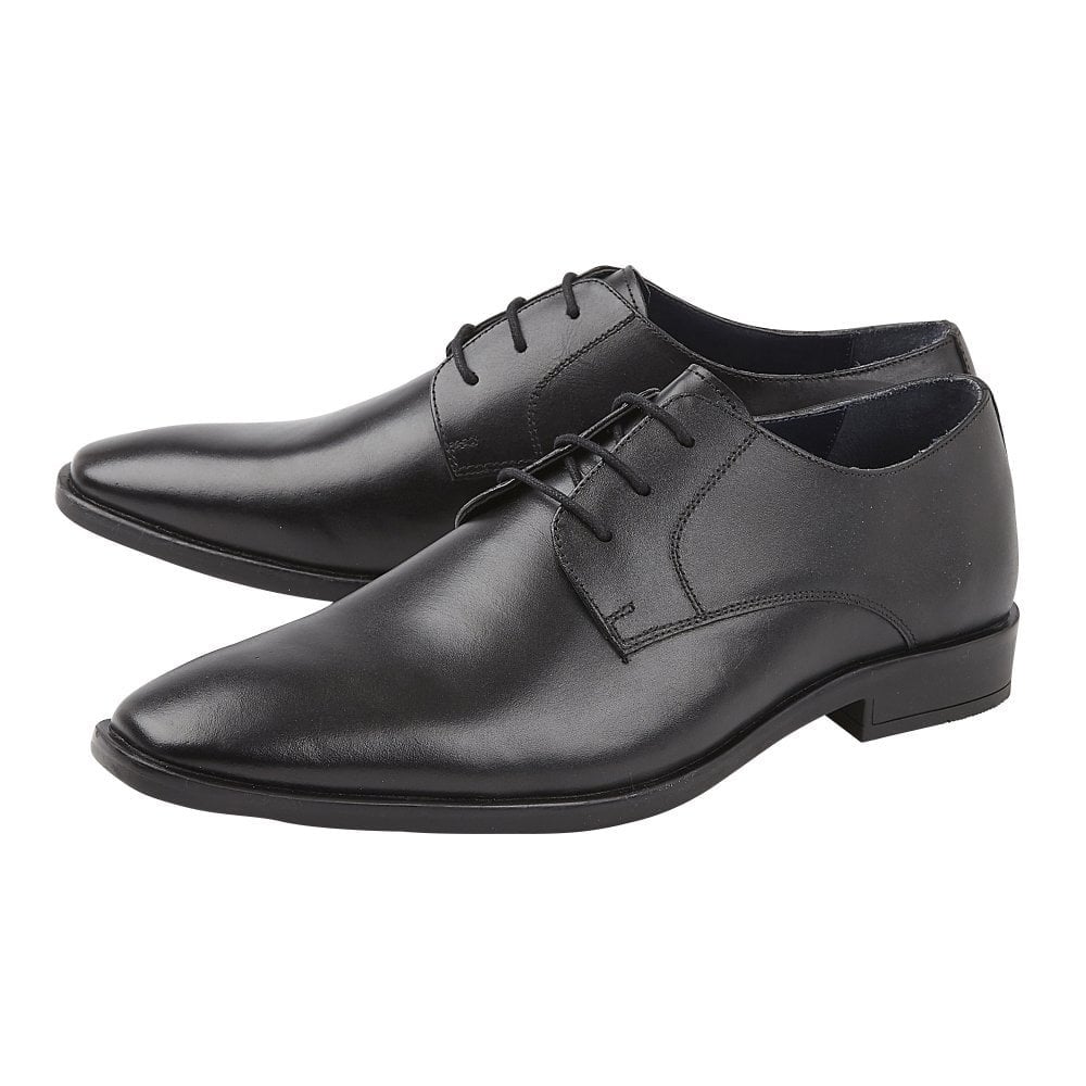 Lotus Ross Black Leather Lace-Up Derby Shoes