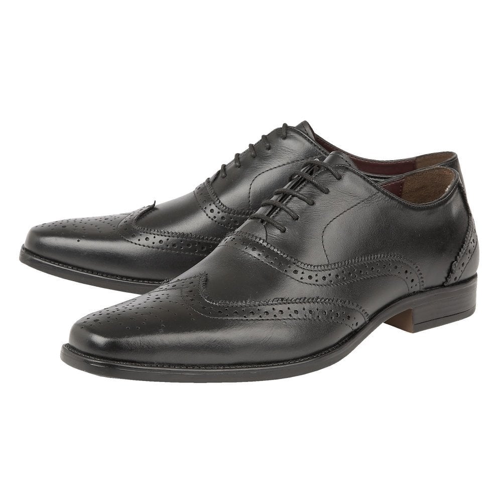 Lotus Bishop Black Leather Brogues