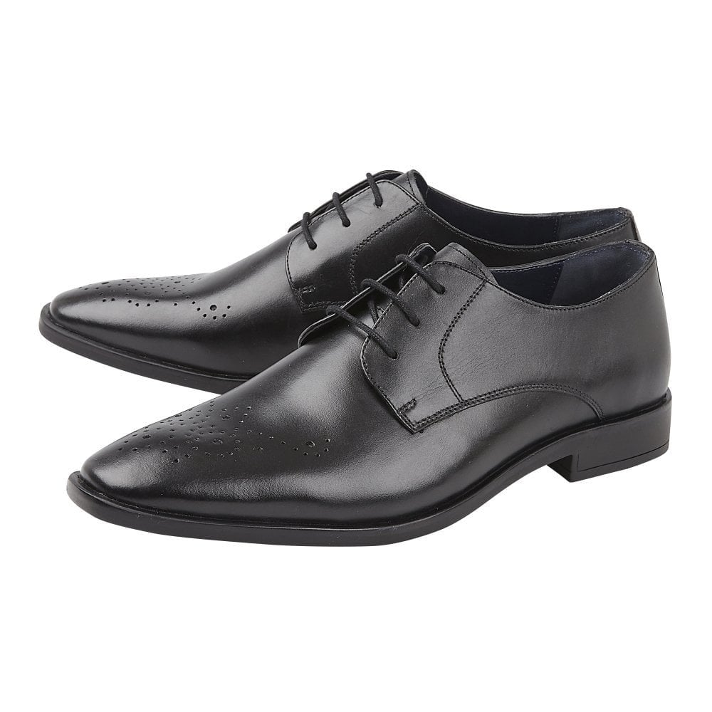 Lotus Ivan Black Leather Lace-Up Derby Shoes