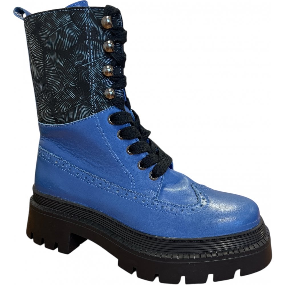 Adesso Bronte Blue Leather Brogue Boots