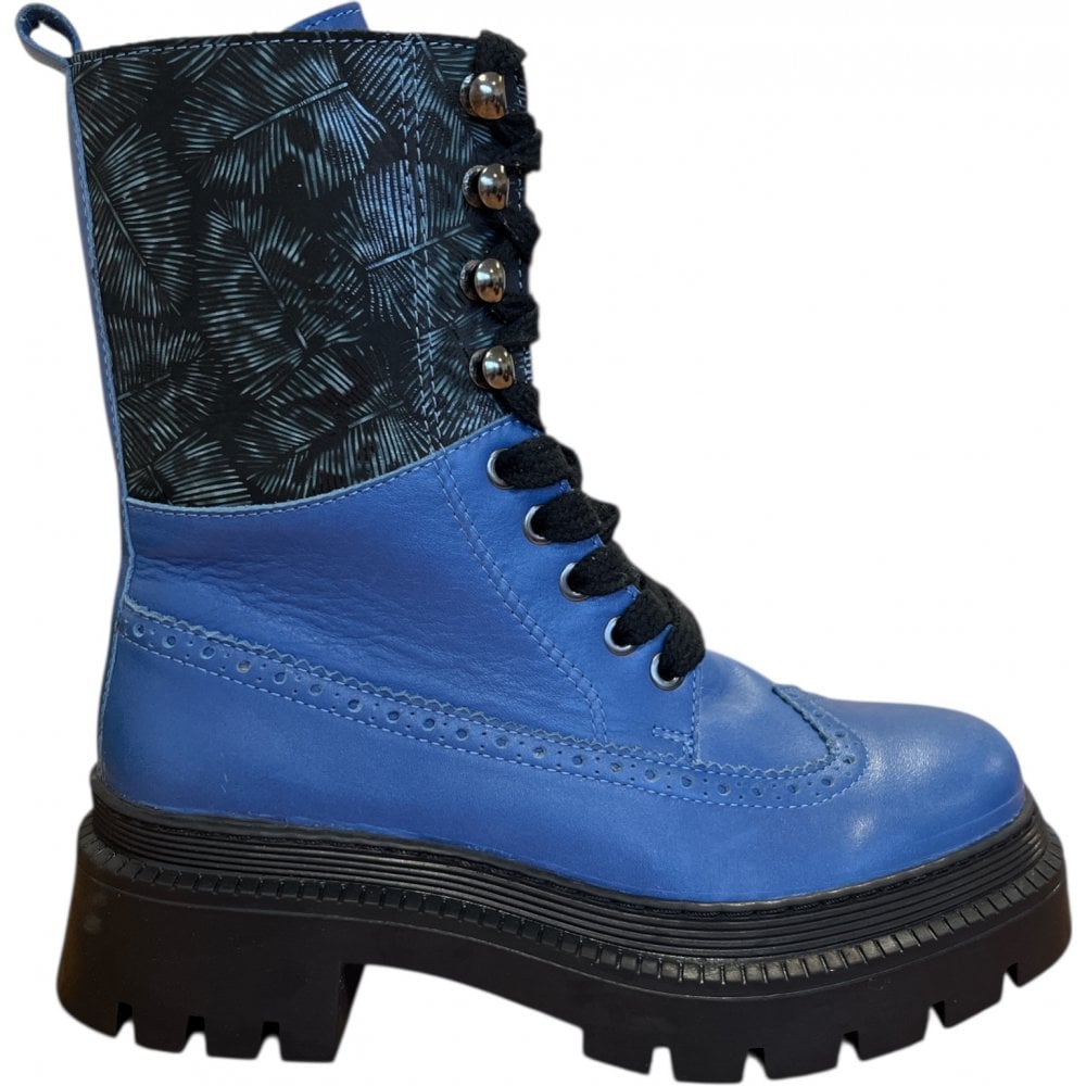 Adesso Bronte Blue Leather Brogue Boots