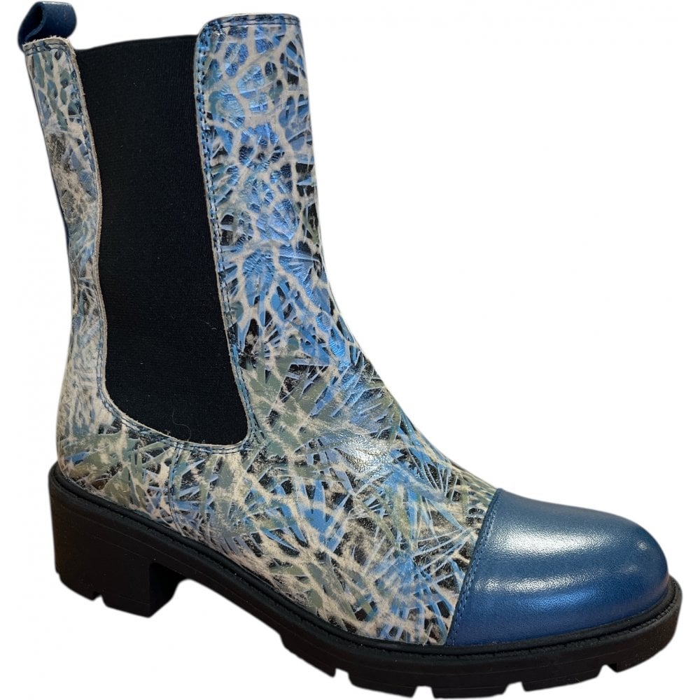 Adesso Norah Denim Print Leather Ankle Boots