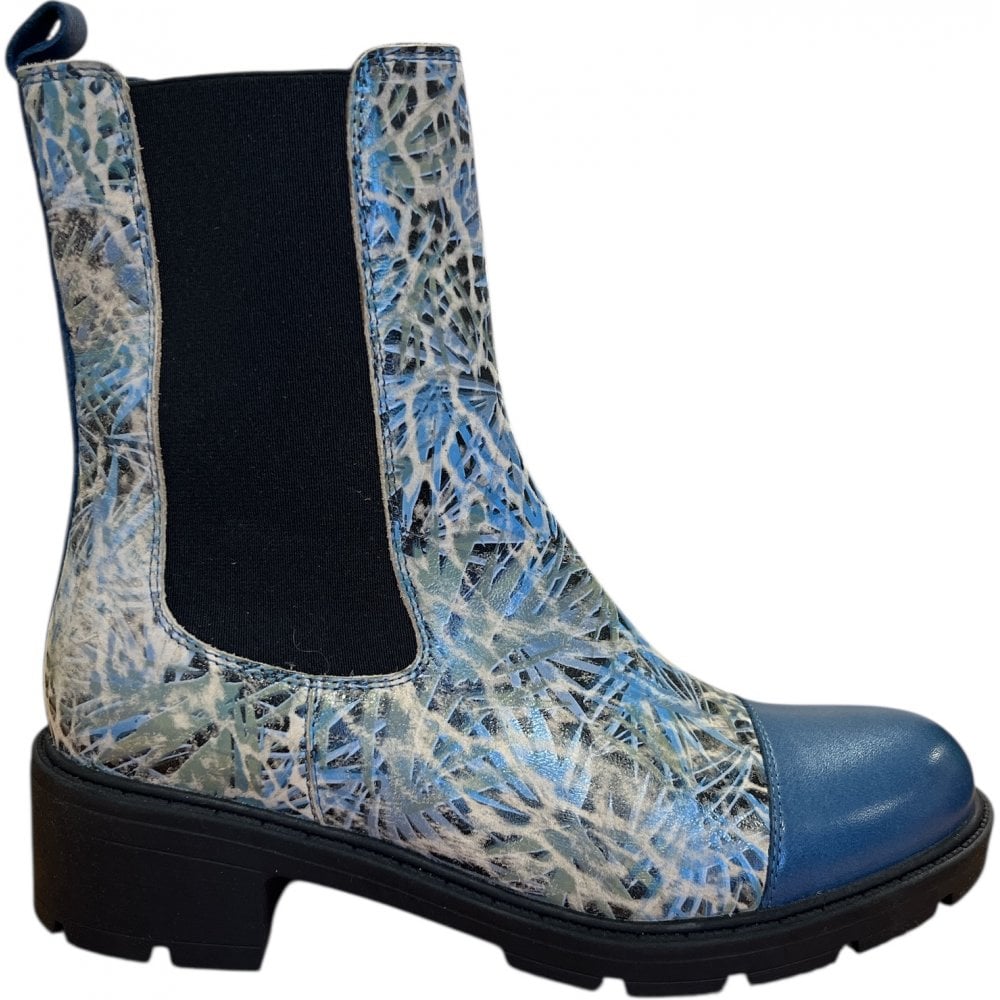 Adesso Norah Denim Print Leather Ankle Boots