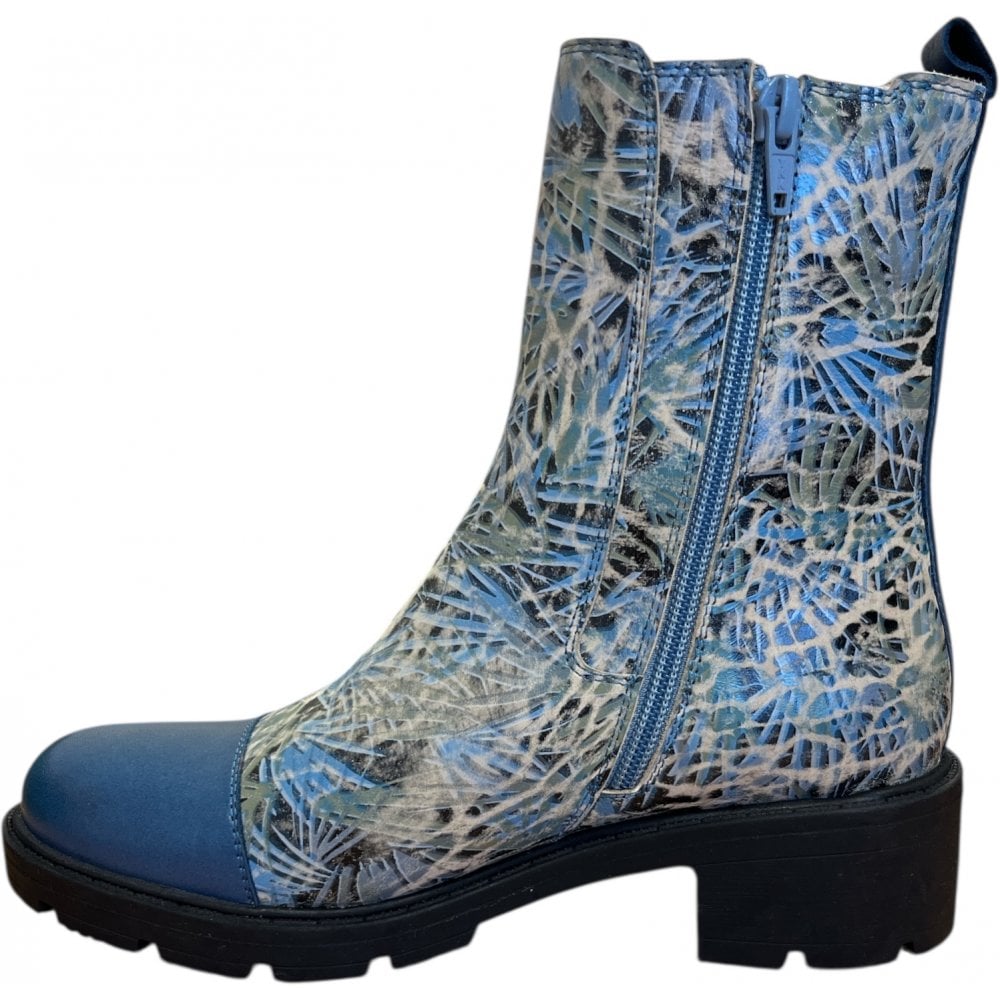 Adesso Norah Denim Print Leather Ankle Boots