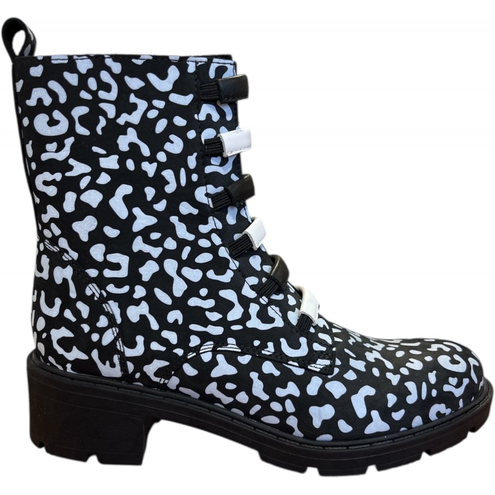 Adesso Amelia Dalmatian Black Leather Ankle Boots