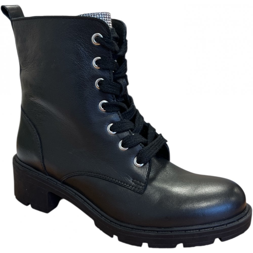 Adesso Liza Black Leather Ankle Boots